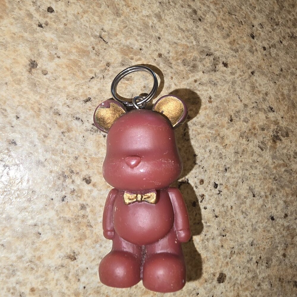 Brown Gold Teddy Bear Keychain Figurine Mini Collectible Charm